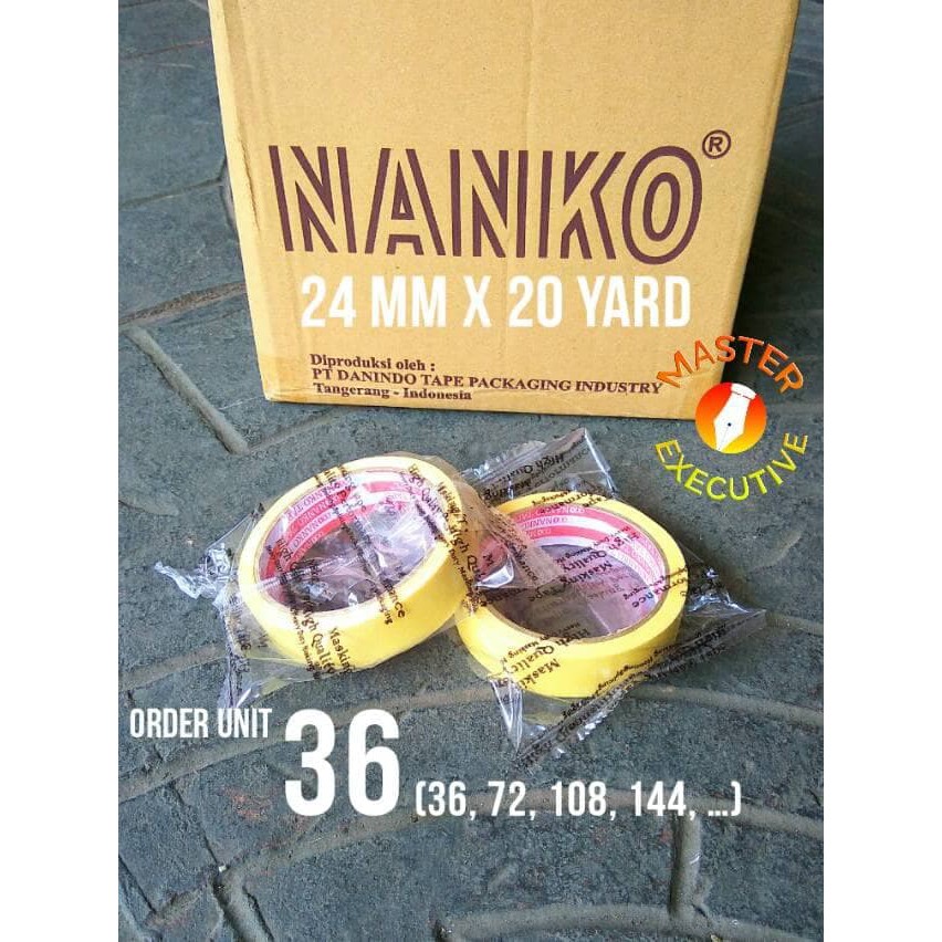 [Dus - 36 Roll] Nanko Paper Tape 24 mm x 20 Y / Masking / Solasi / Lakban Kertas 1 Inch