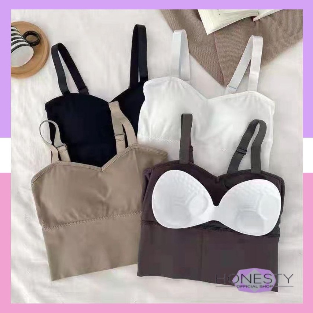 Honesty -183 Basic Tanktop Wanita Bahan Import Bra Tanktop kemben Bralattle cup