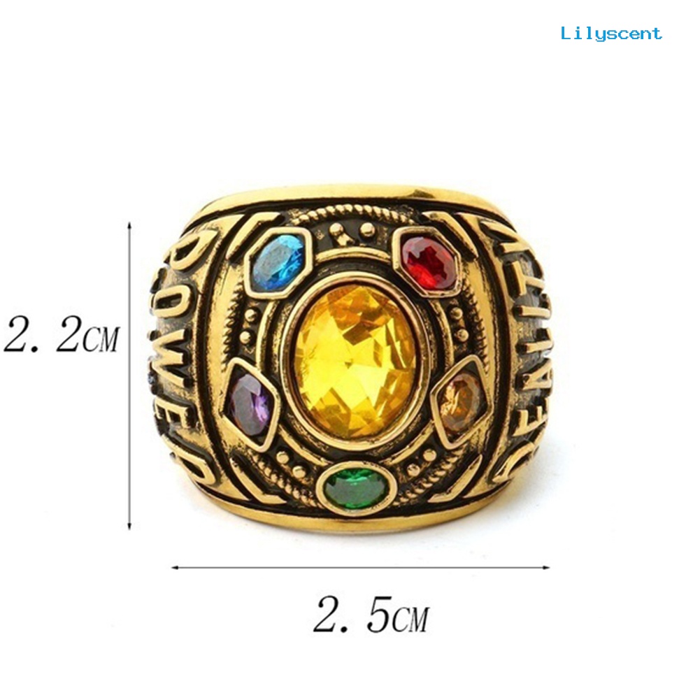 Ls Cincin Motif Tulisan Power Mind Soul Infinity War Thanos Warna-Warni Untuk Pria