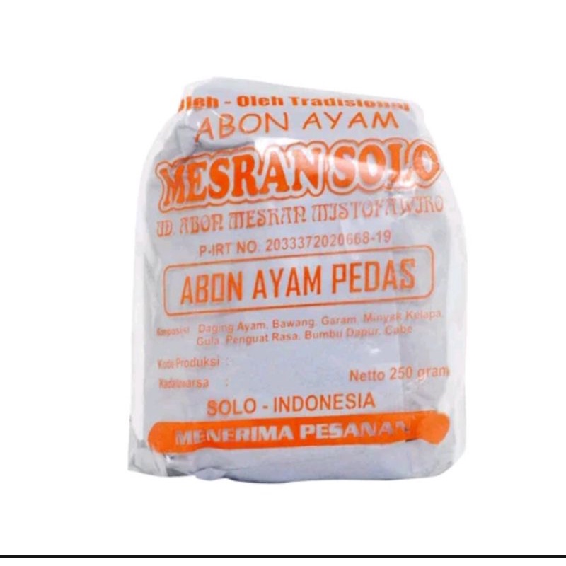 

ABON DAGING AYAM MESRAN RASA MANIS DAN PEDAS 250GR