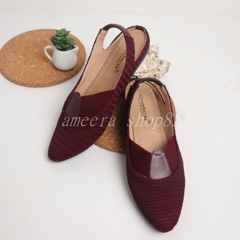 gratica sepatu flat shoes tali belakang  AW82