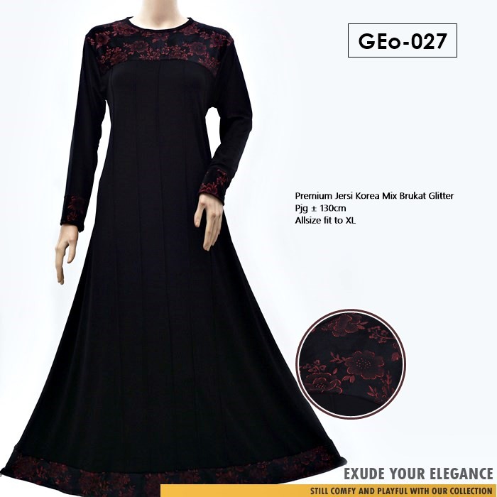 Gamis Jersey Mix Bludru - Brukat Glitter GEo