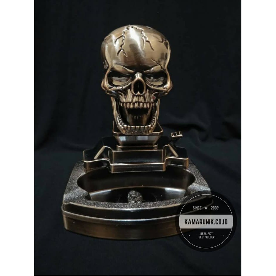ASBAK ROKOK PLUS KOREK MODEL TENGKORAK SKULL ASHTRAY