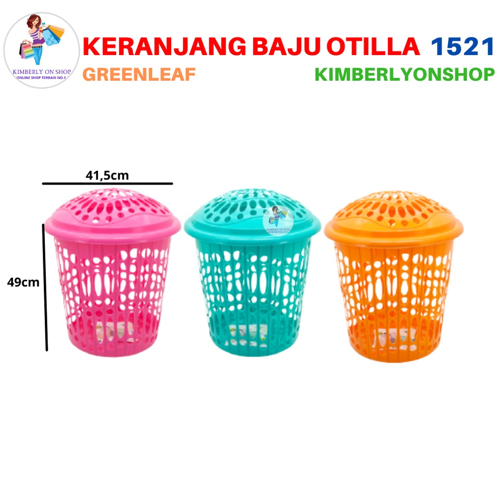 Keranjang Pakaian Baju Laundry Basket Plastik Otilla 1521 Green Leaf