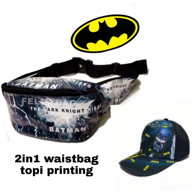 2in1waistbag anak batman free topi print