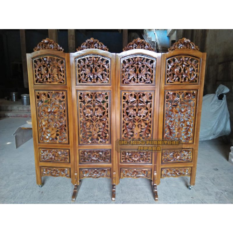penyekat sketsel partisi ruangan pembatas ruangan murah kayu jati ukir jepara