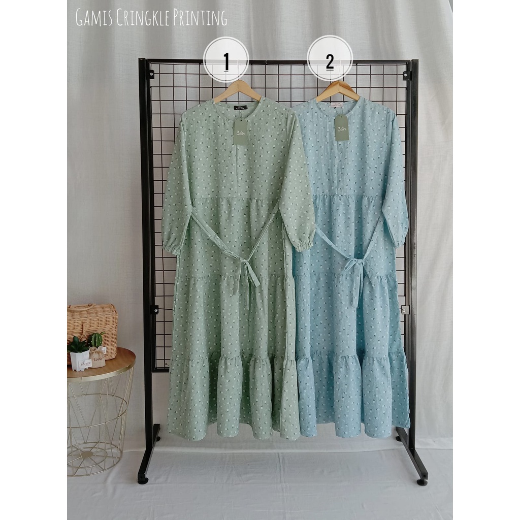 gamis crinkle printing 3point airflow motif/gamis  branded/gamis branded matahari/gamis branded orig