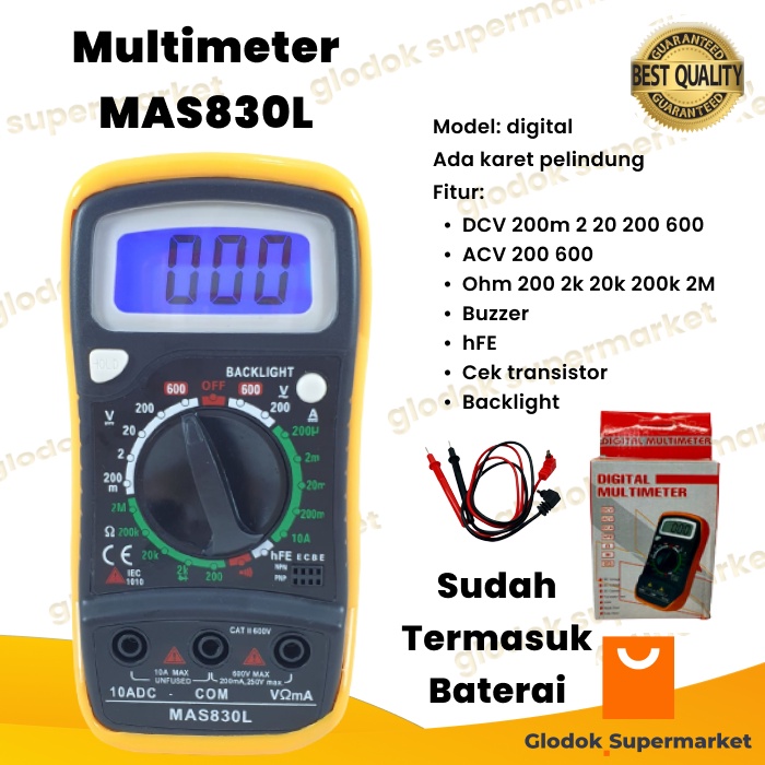 Multitester MAS830L Multimeter Digital MAS 830L Tester MAS-830 L