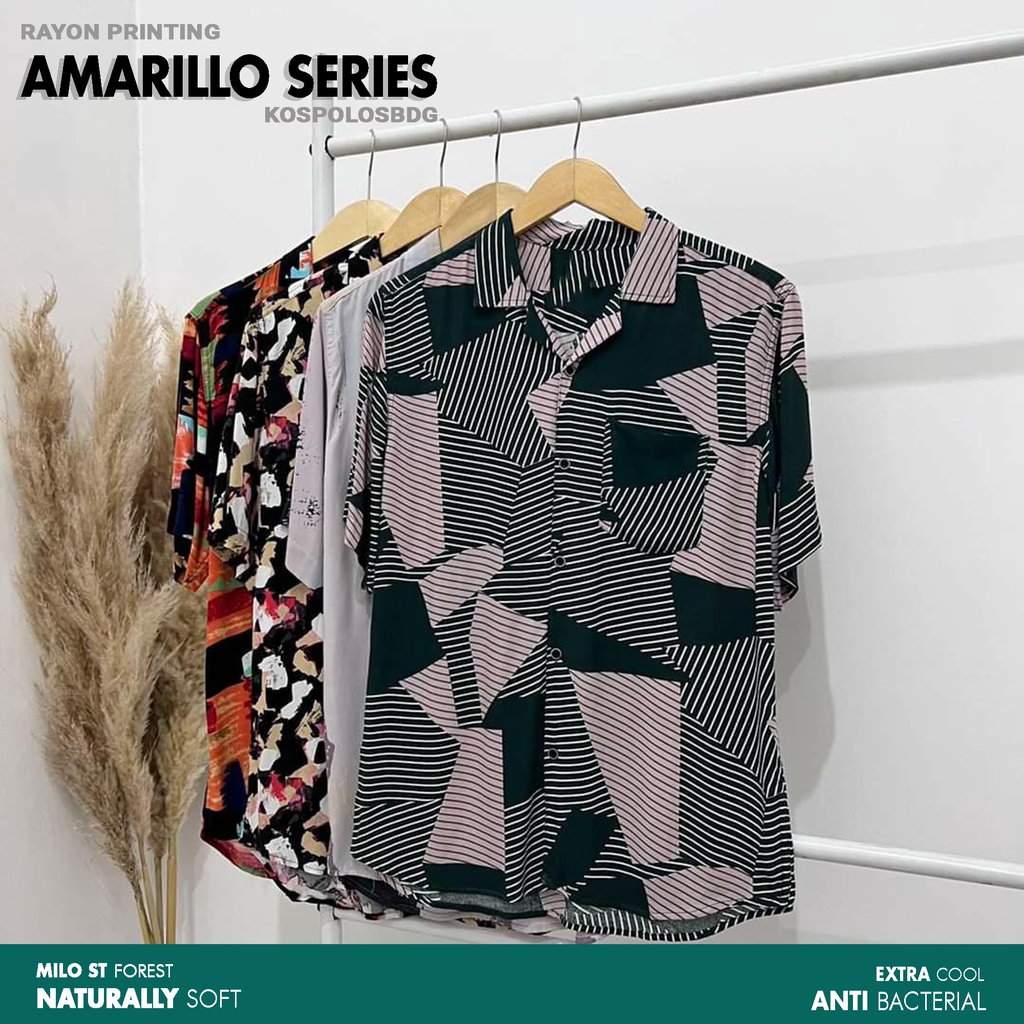 KEMEJA PRINTING AMARILO CASUAL BAHAN COTTON RAYON HAWAII