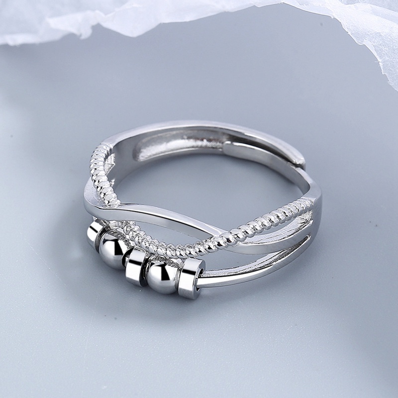 Cincin Fidget Spinner Adjustable Bahan Sterling Silver 925 Gaya Retro Untuk Wanita