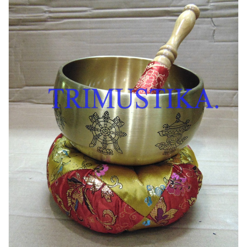 Jual Singing Bowl motif Besar Kuningan dan pemukul dan bantal Shopee Indonesia