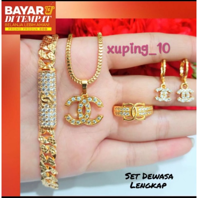 Set Dewasa anti karat motif branded lapis emas18k tidak karat