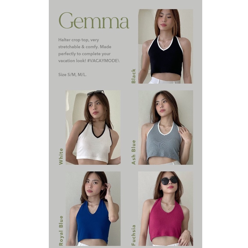 Gemma Halter Crop Top —— Ocha Wear | Two toned Knit Tanktop | Atasan Wanita Murah Berkualitas | Trendy Summer Camisole