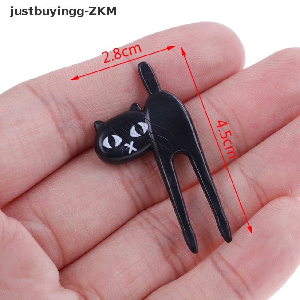 [justbuyingg] 6Pcs black cat fruit fork cute toothpick gadgets kitten dessert decoration fork [zkm]