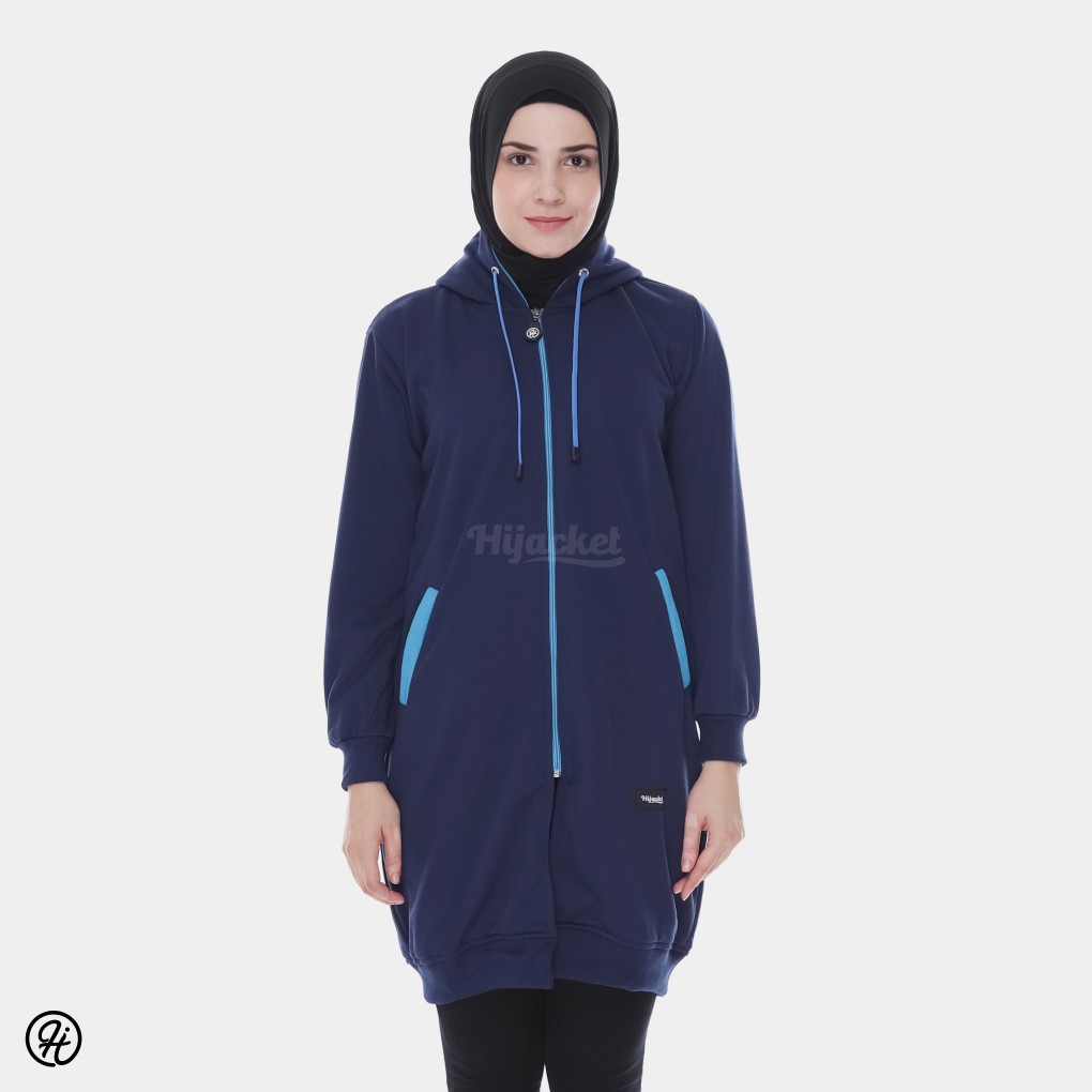 HIJACKET BASIC jaket wanita ALL VARIAN WARNA BAHAN FLEECE SOFTOUCH BIG SIZE XXL-NAVY TURKISH