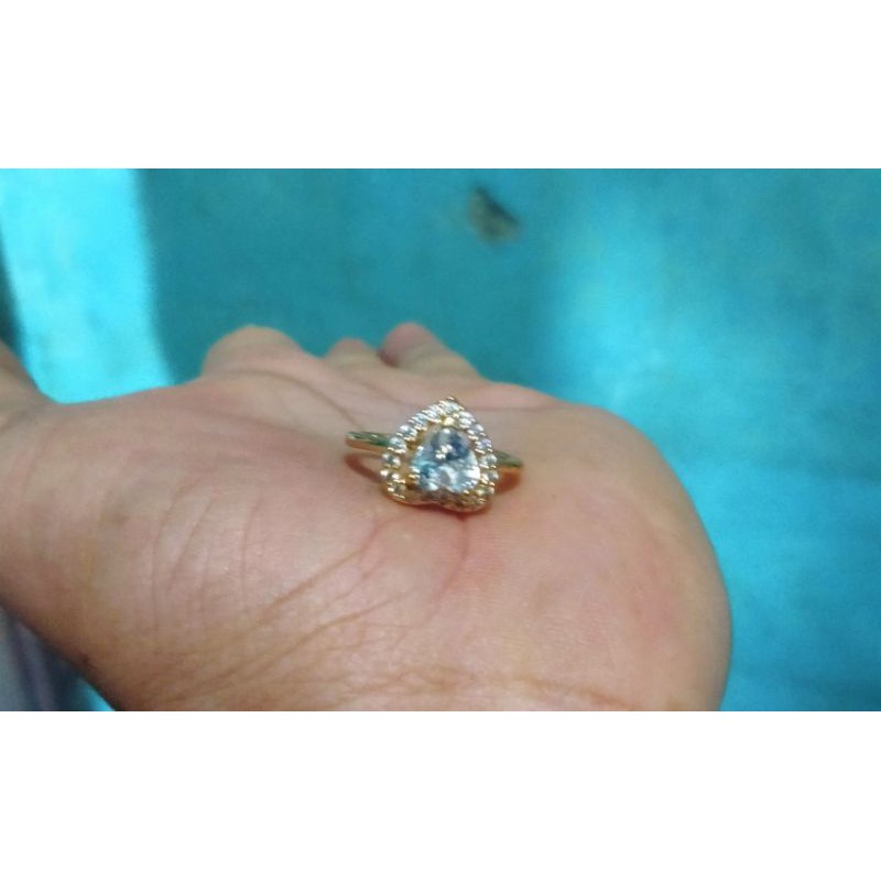 CINCIN CANTIK TITANIUM MOTIF LOVE MATA FULL PERMATA FHASION WANITA