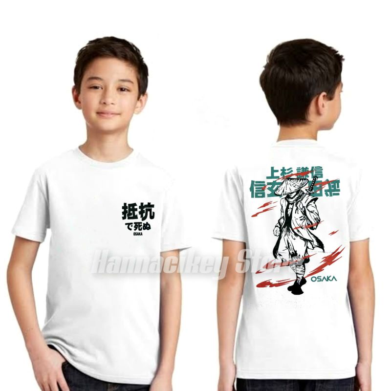 kaos samurai jepang putih/baju samurai dewasa motif keren/tshirt