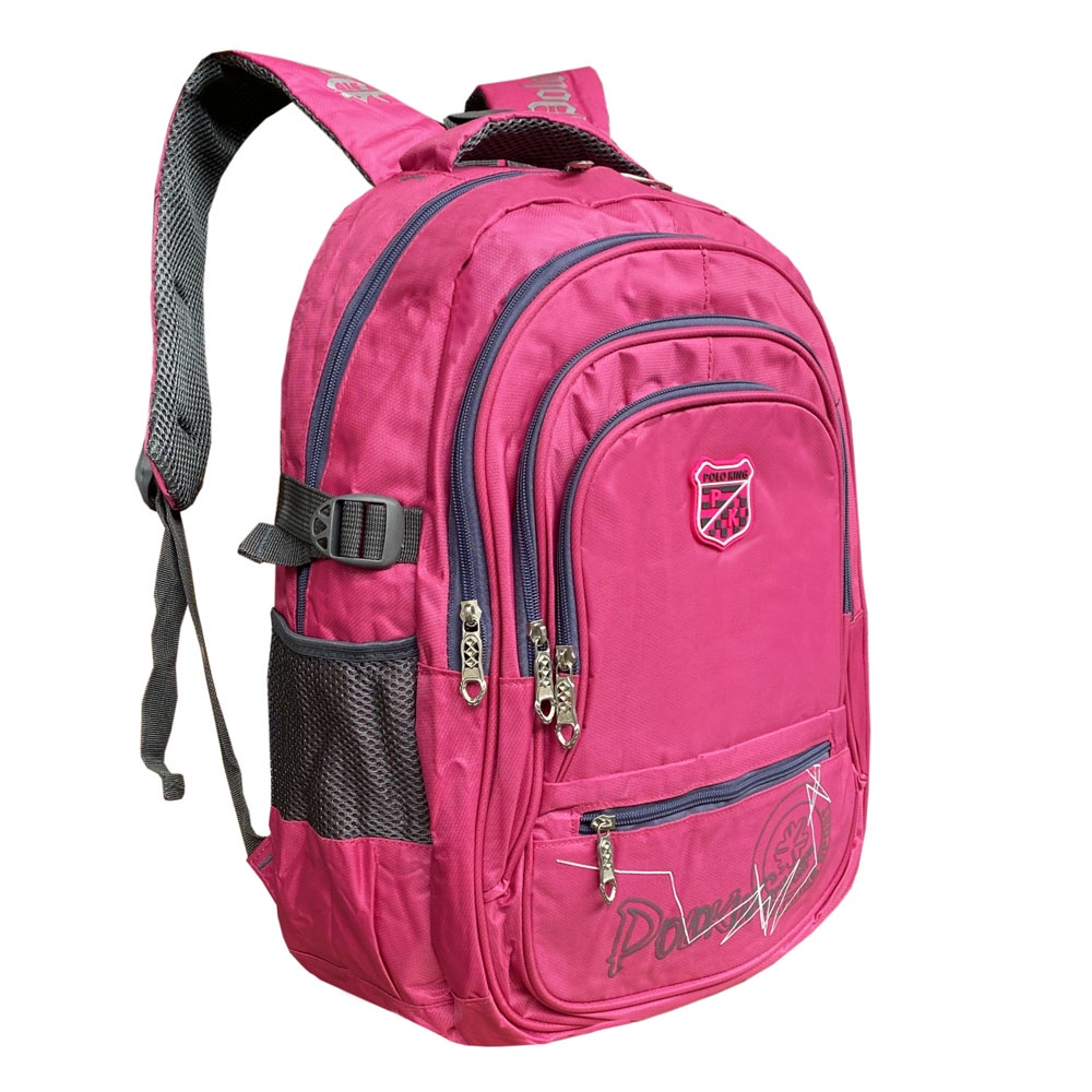 SHOPEE 6.6 SUPER SALE!! POLO KING Tas Ransel 35545 Original Import tas Sekolah SD SMP SMA Tas Hangout Tas Kerja - Pink + Bonus Raincover