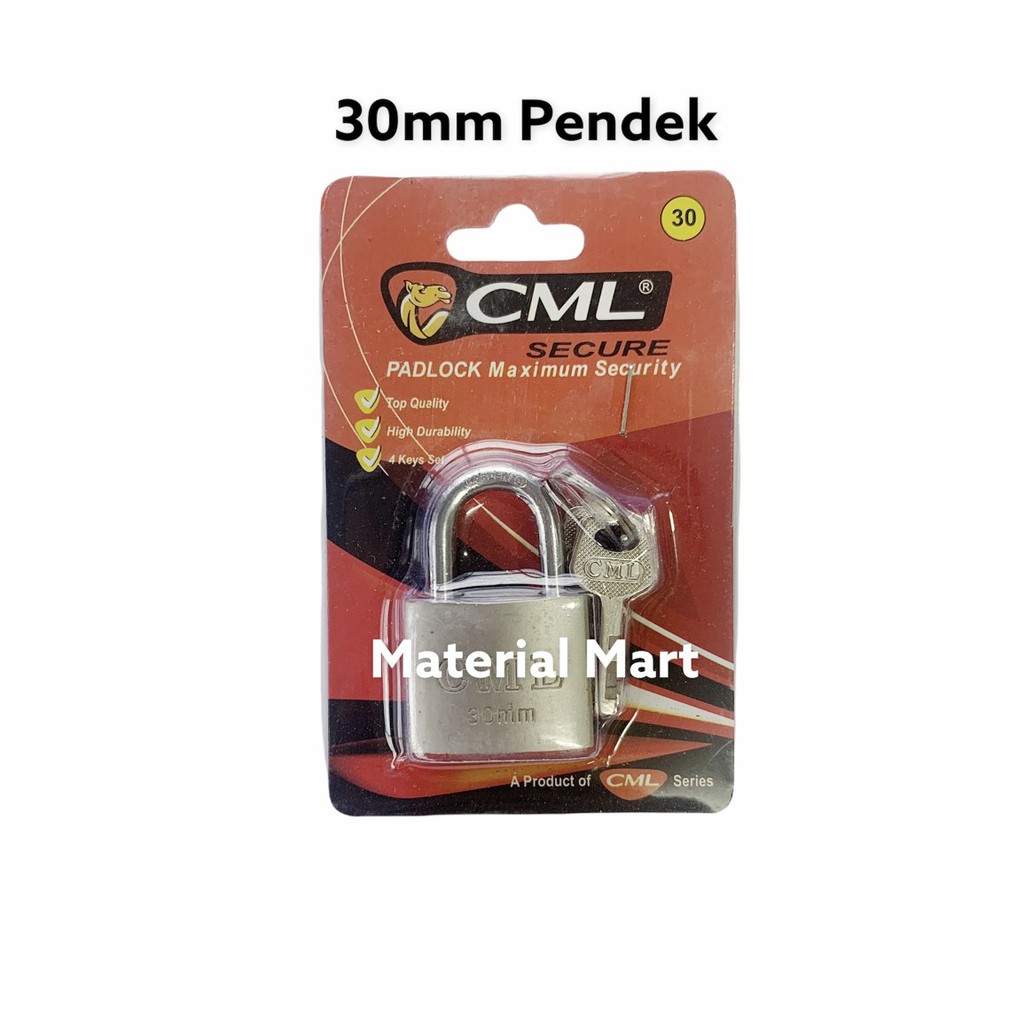 Gembok Rumah 30MM Pendek | Gembok Pintu Pdk 30 MM Nekel Satin | Padlock | Material Mart