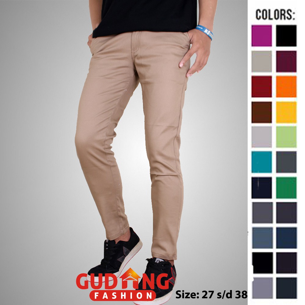 Celana Chino Panjang Polos / Men Casual Basic Chino Long Pants - Banyak Pilihan Warna CLN (COMB)