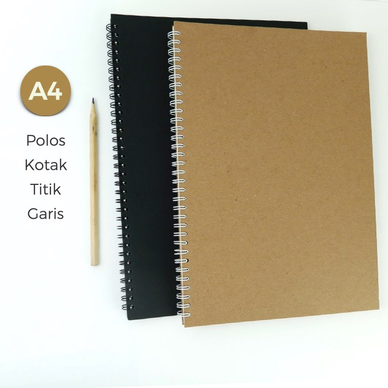BUKU TULIS NOTEBOOK catatan A4 JILID SPIRAL SIMPLE BASIC TEBAL 100 HALAMAN-2
