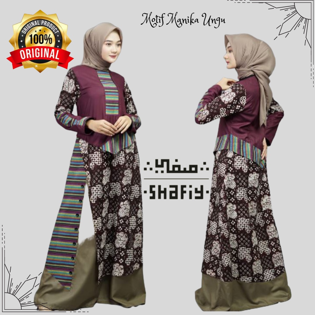 Manika Baju Gamis Batik Wanita Muslim Shafiy Original Modern Etnik Jumbo Kombinasi Polos Tenun Terbaru Dress Wanita Big Size Dewasa Kekinian Cantik Kondangan Muslim XL XL