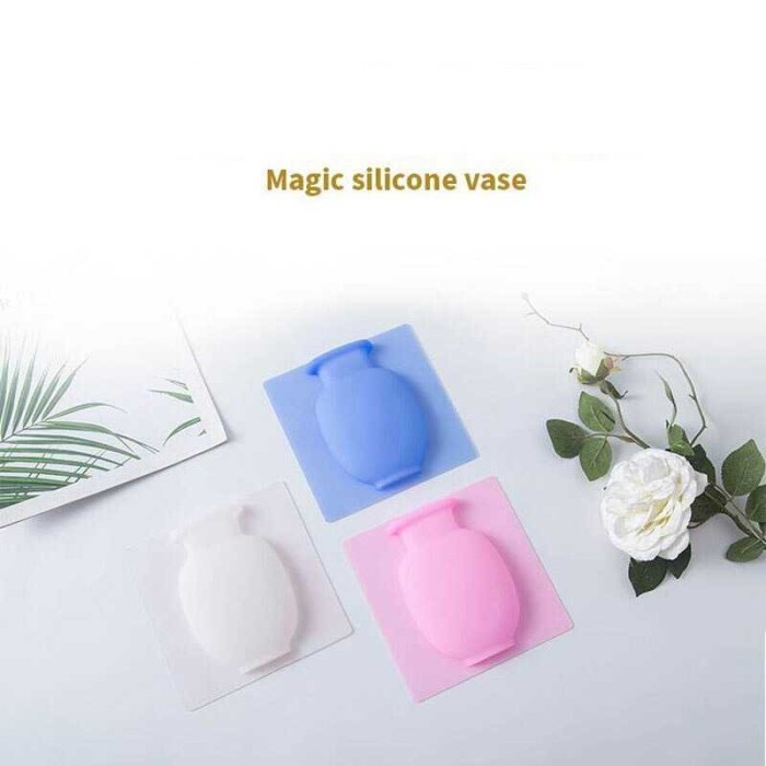 Pot Tanaman Hias Silicon Tempel Dinding Sticky Wall Vase - Putih