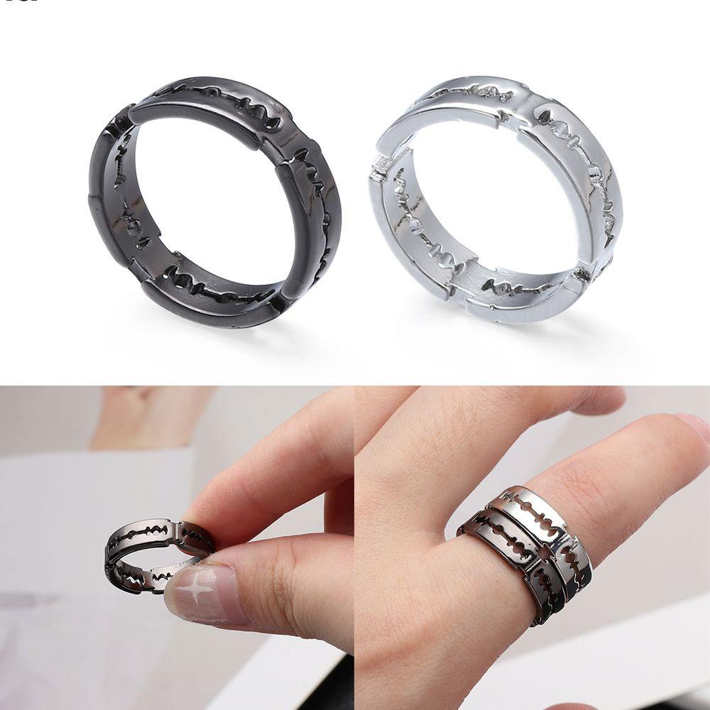 Cincin Desain Bunga Bahan Stainless Steel Adjustable Gaya Hip Hop Punk Untuk Pernikahan