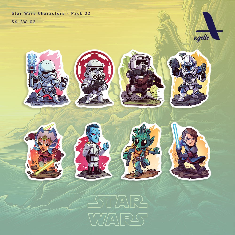 

8 PCS - Stiker Star Wars - 02 - Laminasi - Waterproof Sticker