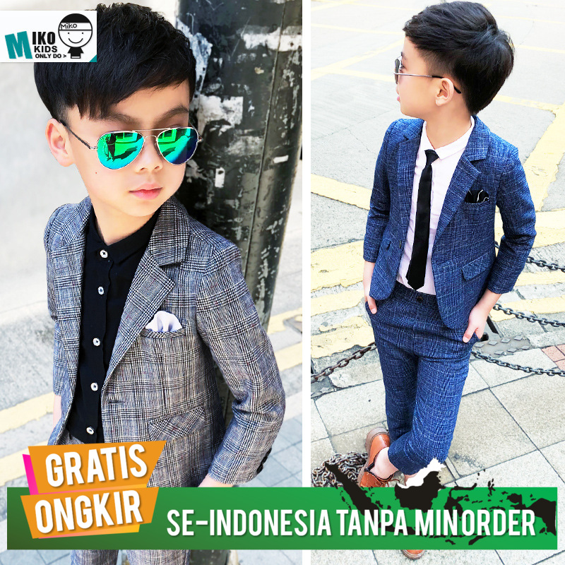 Stelan Jas Anak Korean Children's Suit Plaid Britis Jas Anak Laki Laki Import