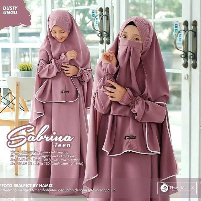 SABRINA TEEN Gamis Anak Perempuan Set Kerudung niqab Baju Anak Perempuan