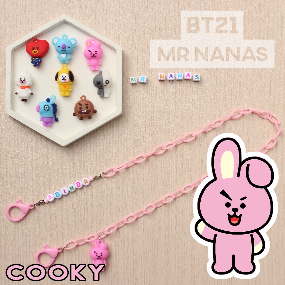 Tali Masker FREE NAMA DAN BONEKA LUCU BT21 Strap Masker Anak Unisex Cewe Cowo