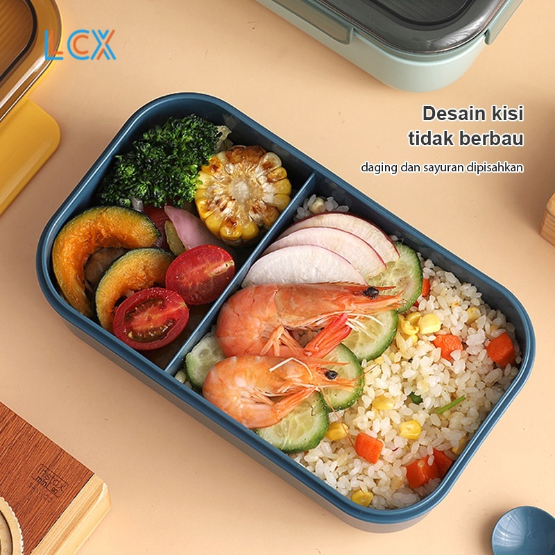 LCX Lunch Box / Anti Bocor Kotak Makan Set BPA FREE / ​Free Sendok Tempat Makan