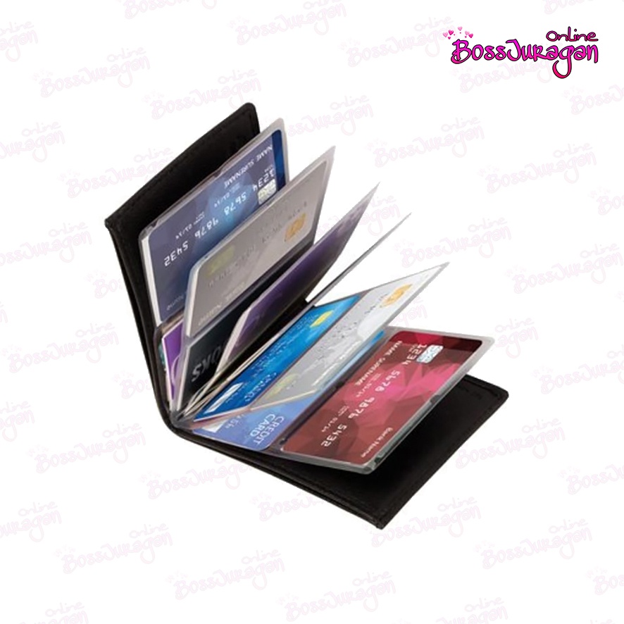 (BOSS) Wonder Wallet / Dompet Kartu Atm dan Kartu Nama / isi 12 - Hitam