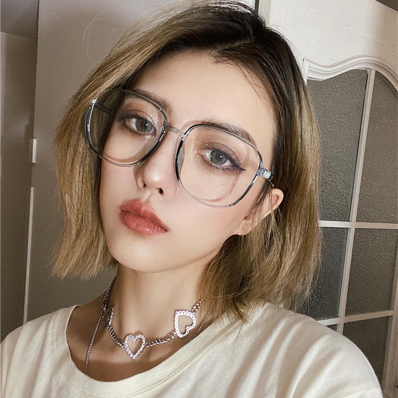 Kacamata Frame Kacamata Fashion Wanita Anti Radiasi Korean Kaca Mata Radiasi Bulat Eyeglasses