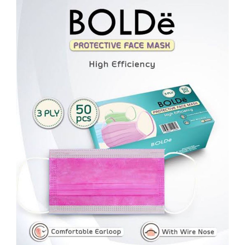 MASKER MEDIS ISI 50 | MASKER MEDIS BOLDE PINK| MASKER MEDIS BOLDE WANITA