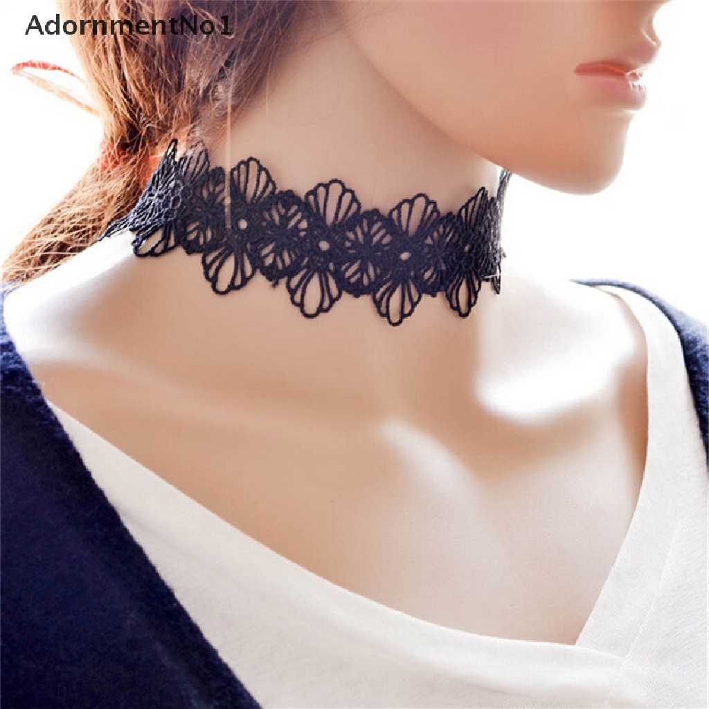 (AdornmentNo1) Kalung Choker Lace Gaya Retro Vintage Gothic Untuk Perhiasan Wanita