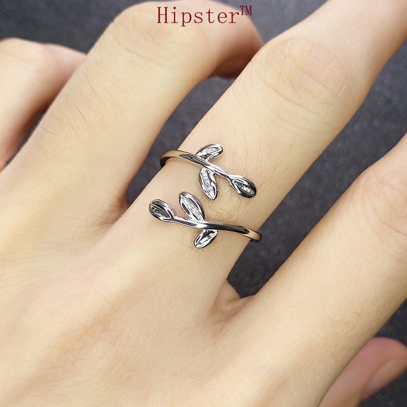 Hot Sale Creative Design Personality Silver Leaves Adjustable Ring