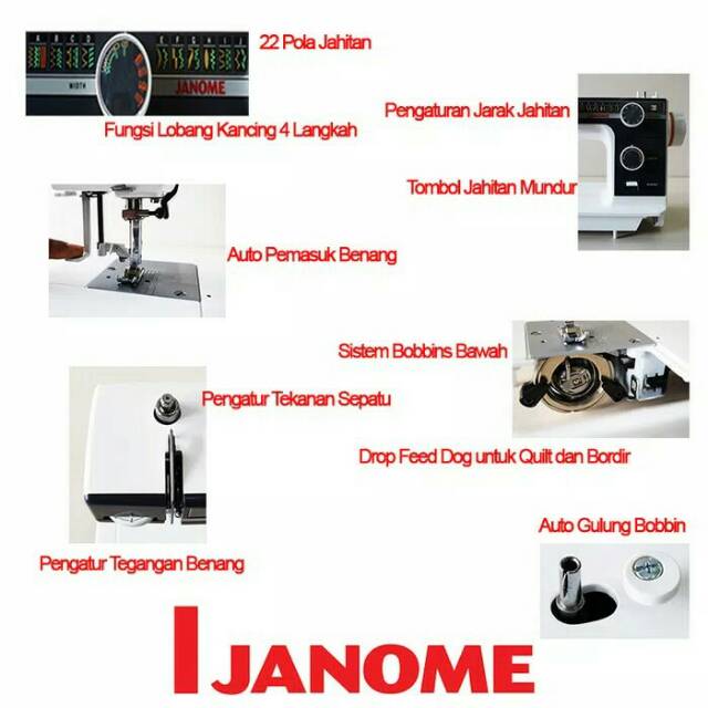 Mesin Jahit JANOME L-395F Semi Portable Body Full Besi