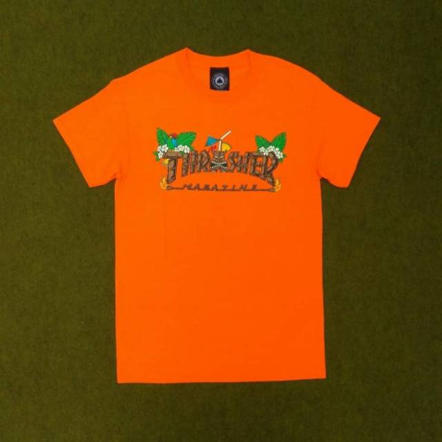 Thrasher tiki tee sefety orange ss19 100% original