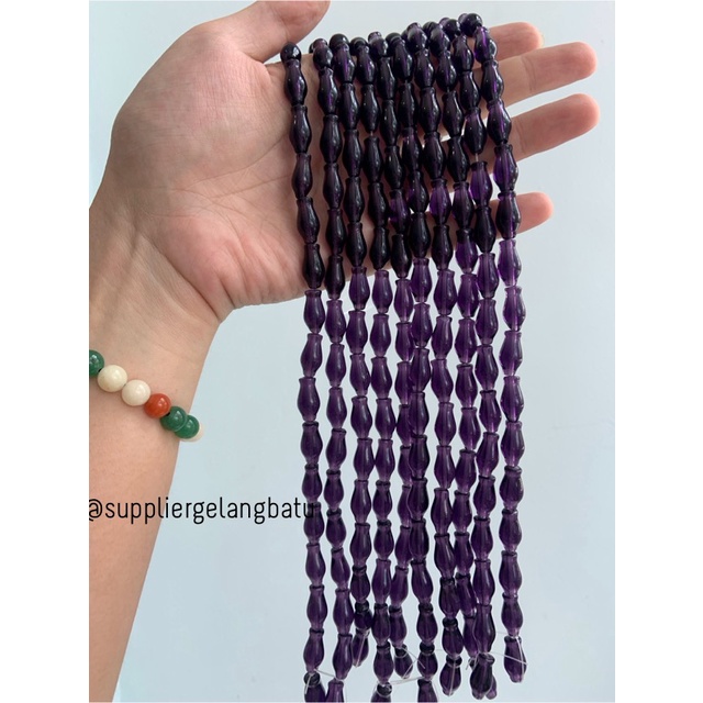 manik ujung kepala tasbih GUCI UNGU bening aksesoris kalung gelang 8mm