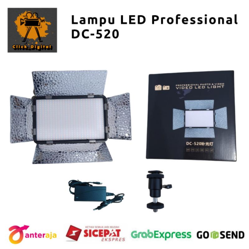 PRO LED VIDEO LIGHTING DC-520 - Video Lighting Continous Panel Studio / Garansi 1 Tahun