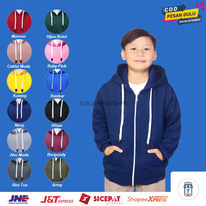 Jaket Jacket Jeket Zipper Anak Anak Unisex Cewek Laki Laki Perempuan Umur 5 6 7 8 9 10 11 12 Tahun A