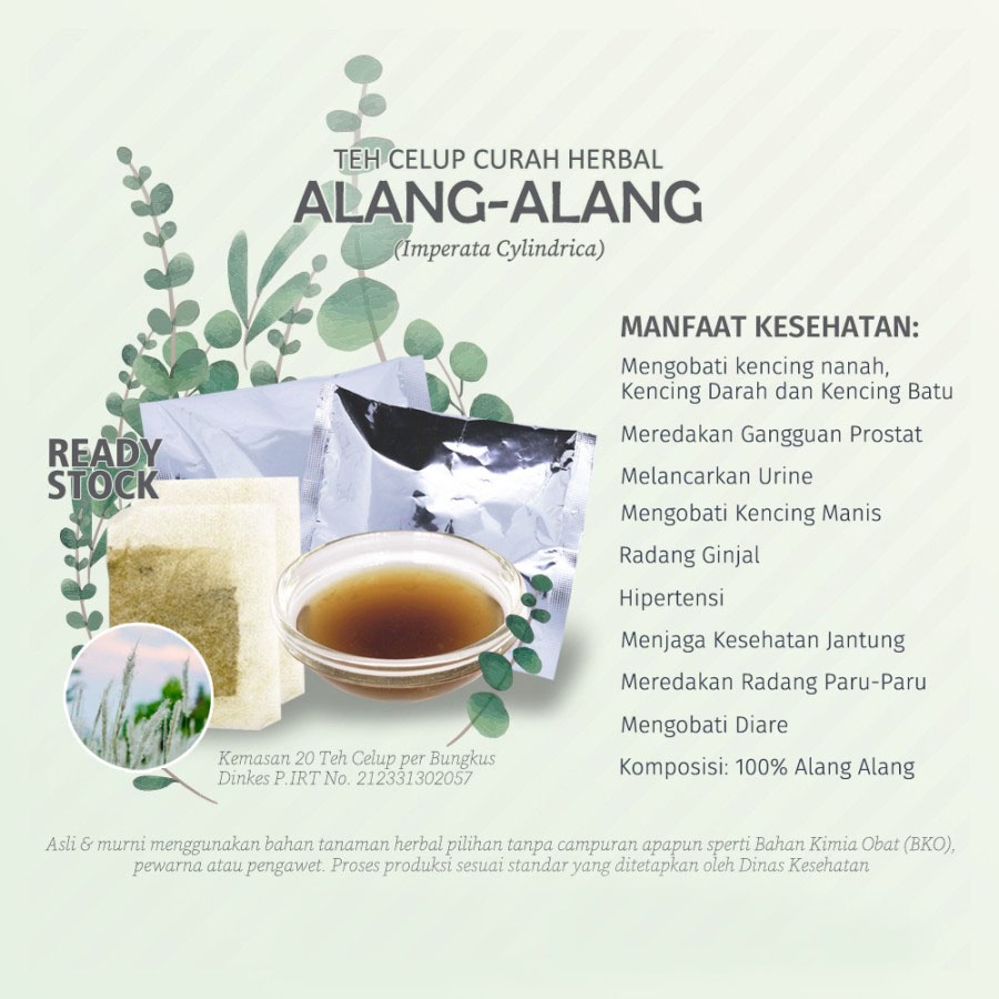 

Teh Celup Herbal ALANG-ALANG (Imperata Cylindrica) Lalang Bladygrass Kencing Nanah Prostat Ginjal