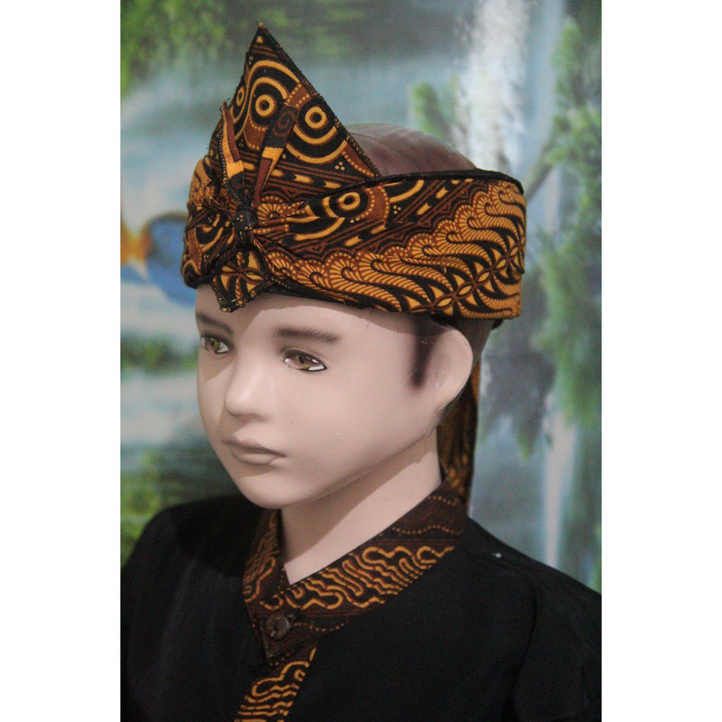 iket kepala sunda jawa tradisional uk dewasa anak anak MODEL ATAS BOLONG (BATIK COKLAT)