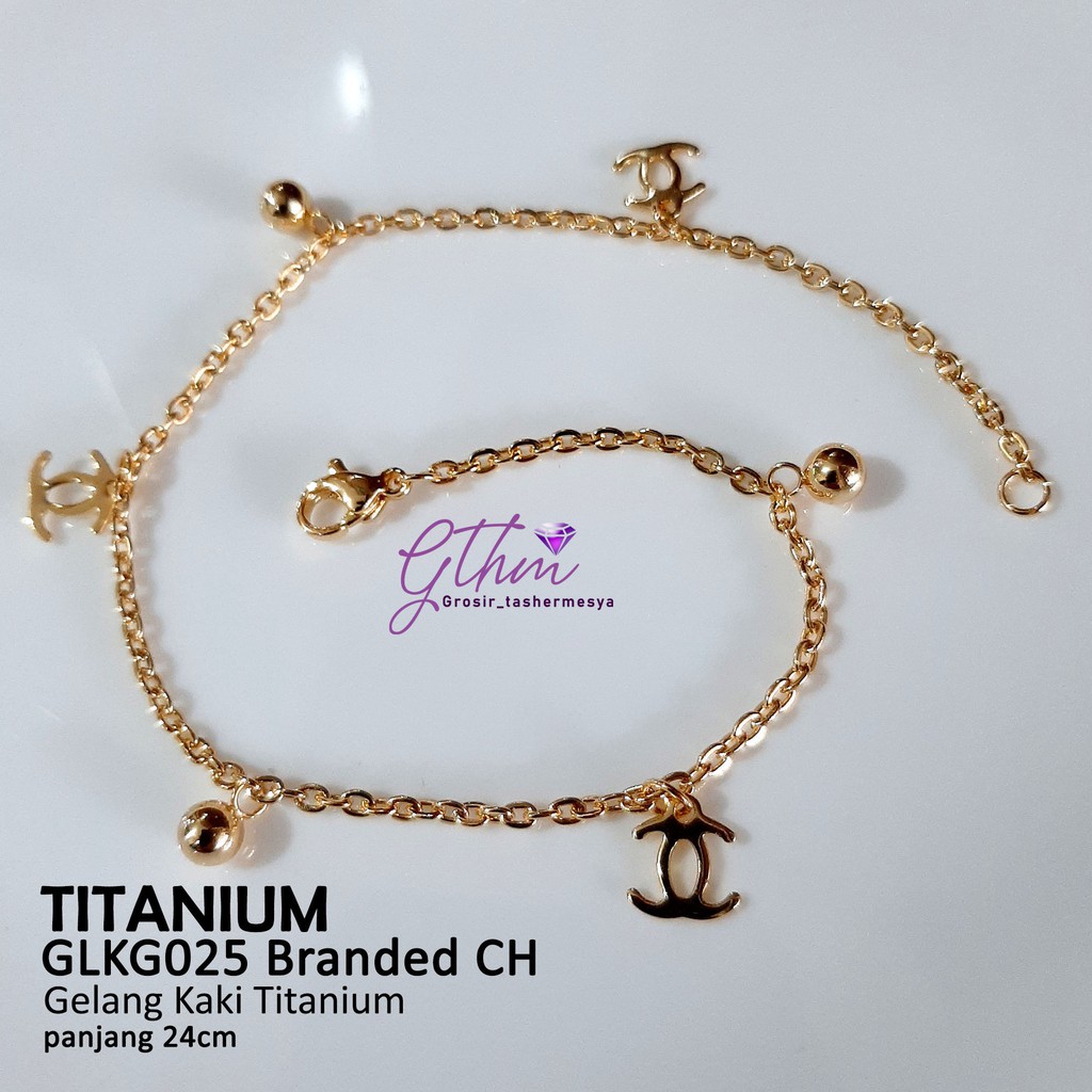 Gelang Kaki Titanium Anti karat canel Perhiasan fashion Import model simple kasual bisa dipakai sehari-hari glkg025