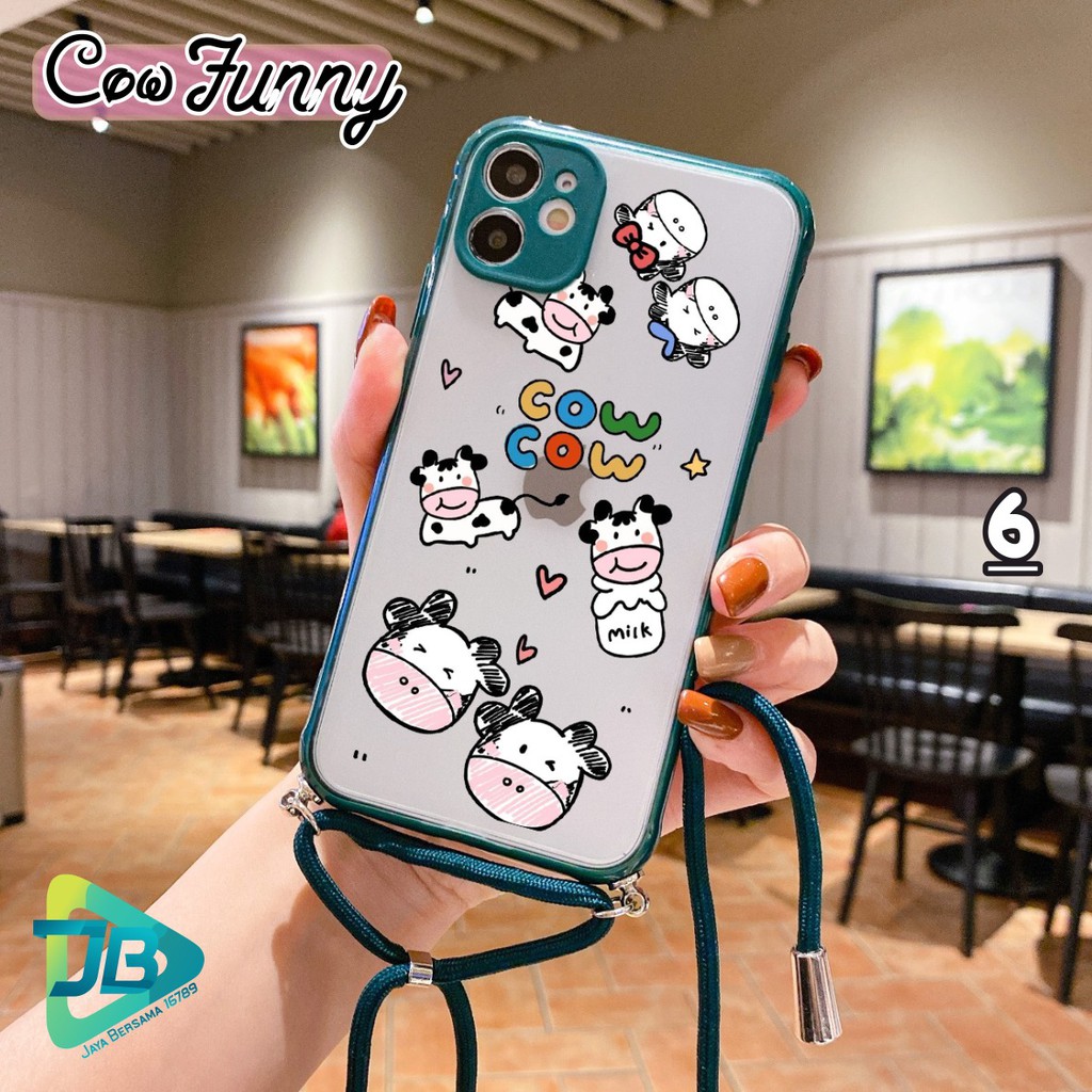 Softcase Slingcase Lanyard Choice COW FUNNY Vivo Y91c Y1s V5 V9 V11 V15 V17 V20 Se S1 Pro JB4178