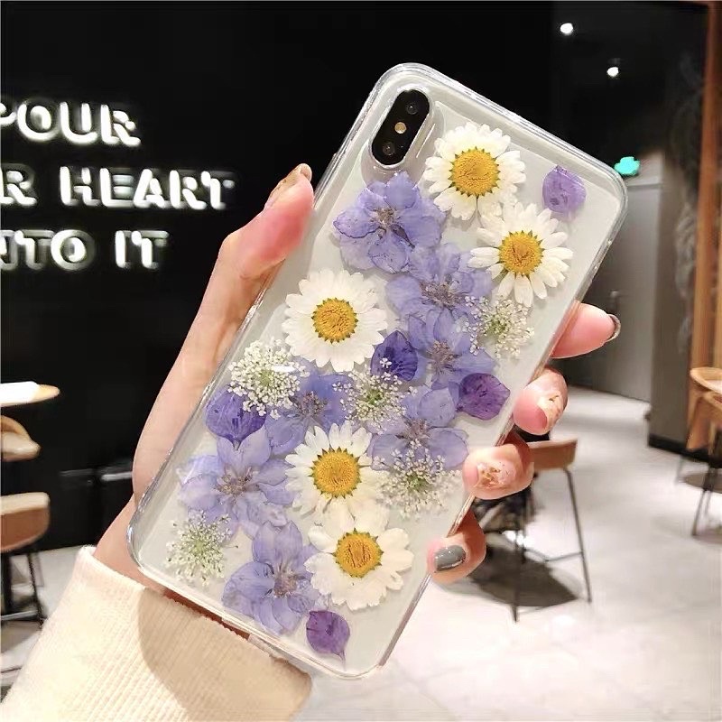 Dried Flower Case Iphone 11 12 Pro Max Vivo V21 Y20s Y12s Y51A X60 V20 V19 V17 Samsung A32 A52 A72