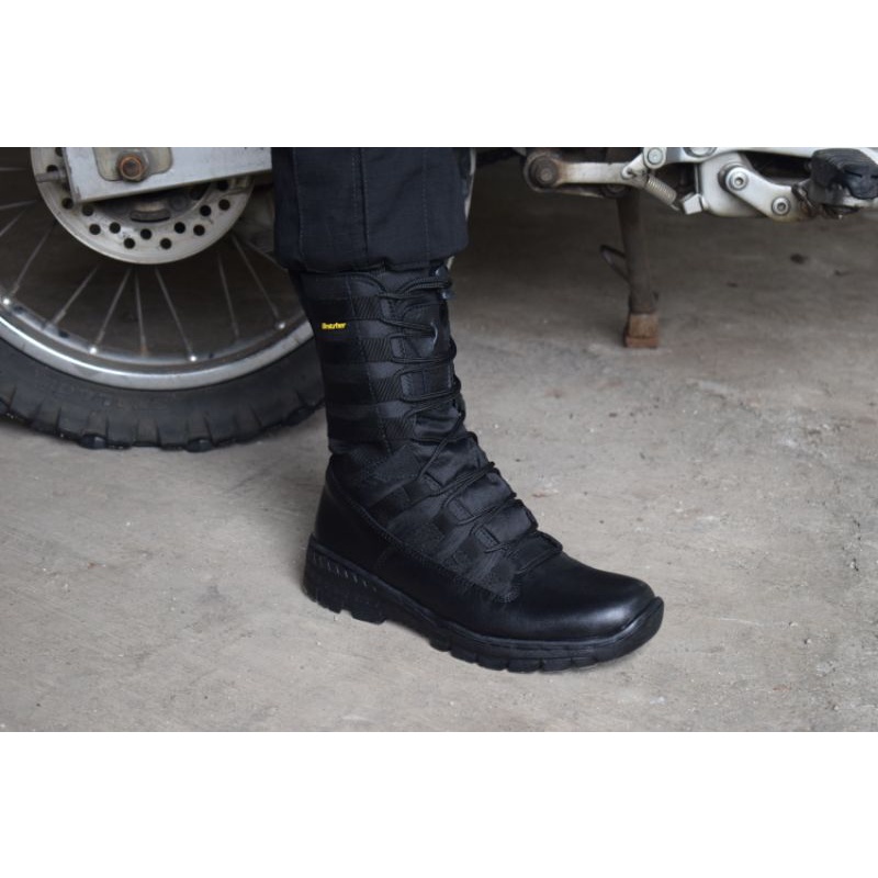 SEPATU PDL NINJA TNI POLRI BAHAN KULIT SAPI &amp; KORDURA ANTI AIR MERK BROTRHER NINJA M2 SLETING DI SOL