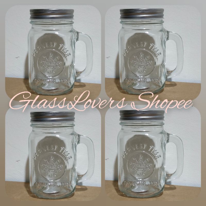 4 pcs Gelas Harvest Jar import / Gelas Cafe/ Gelas softdrink/ Gelas Kaca